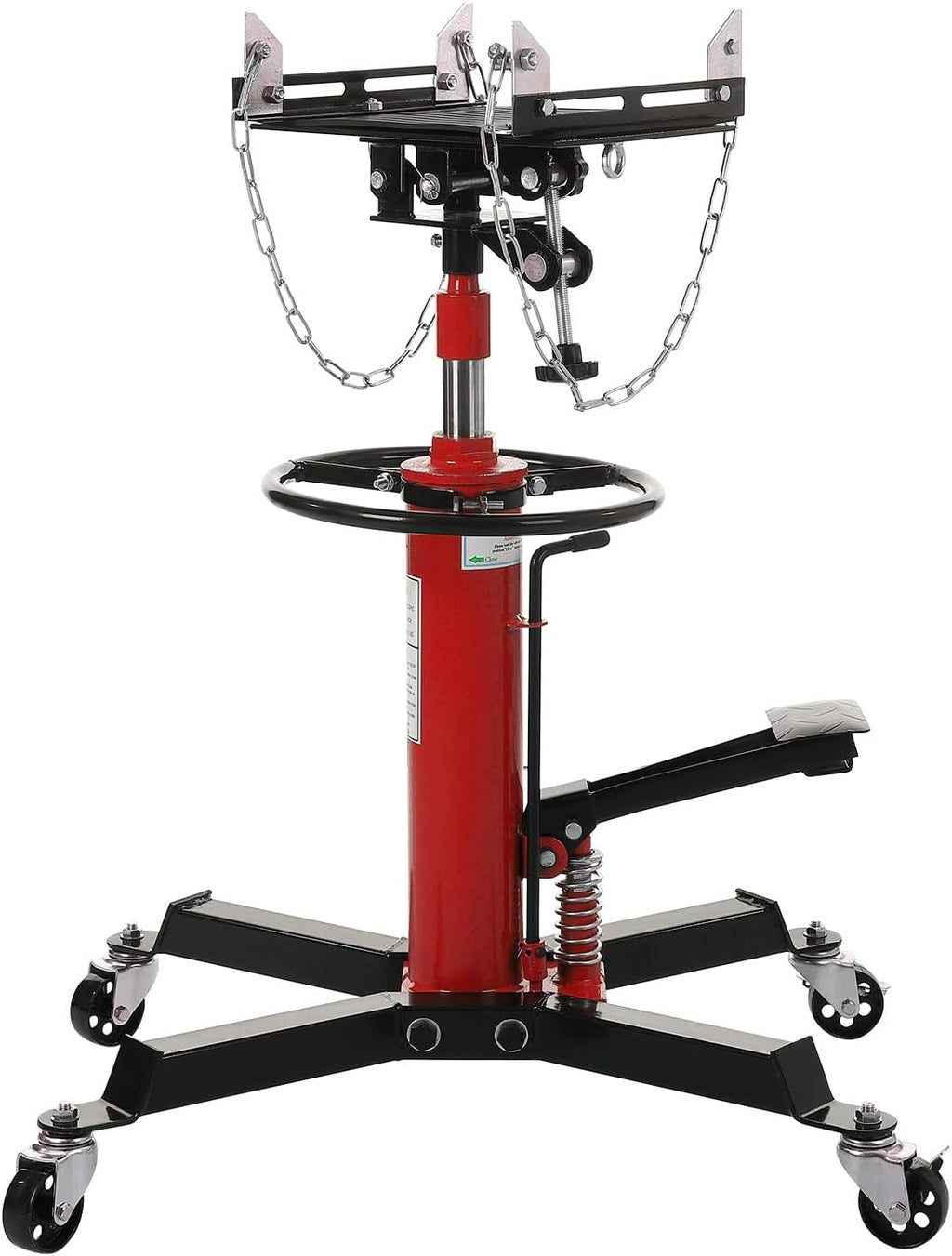 GarveeHome 2-Stage Hydraulic Telescoping Transmission Jack 1322 LBS (3/5 Ton) Capacity, 33.8'-72.8' Lifting Height, Heavy Duty with Foot Pedal and 360° Swivel Wheel, Red