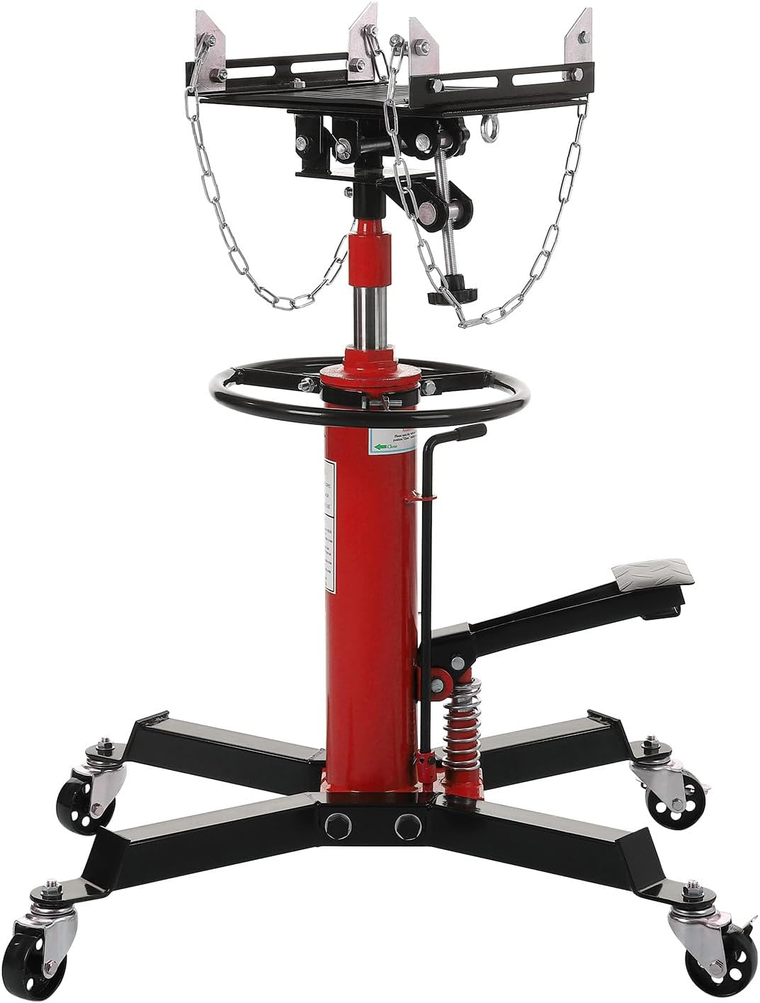 GarveeHome 2-Stage Hydraulic Telescoping Transmission Jack 1322 LBS (3/5 Ton) Capacity, 33.8'-72.8' Lifting Height, Heavy Duty with Foot Pedal and 360° Swivel Wheel, Red