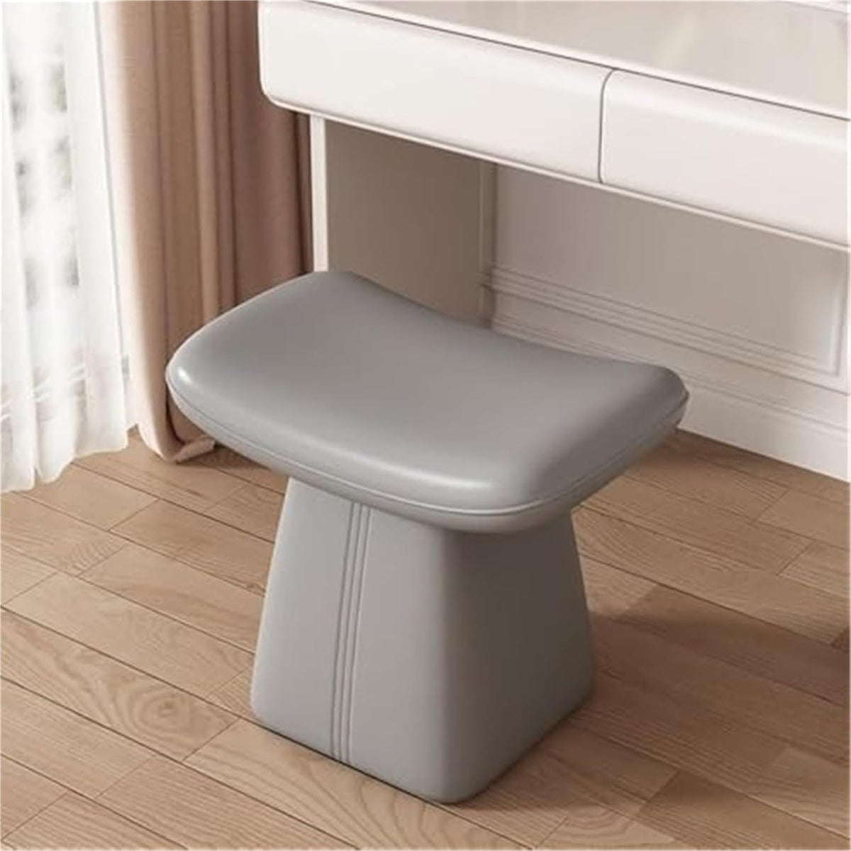 Vanity Chair Wooden Frame Makeup Stool Dressing Dinning Chair Leather Upholstered Vanity Bench for Living Room,Living Room