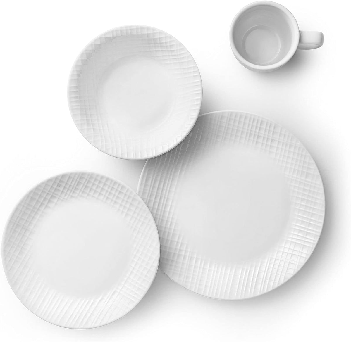 Corelle Linen Weave Embossed 16-Piece Dinnerware Set, Service for 4