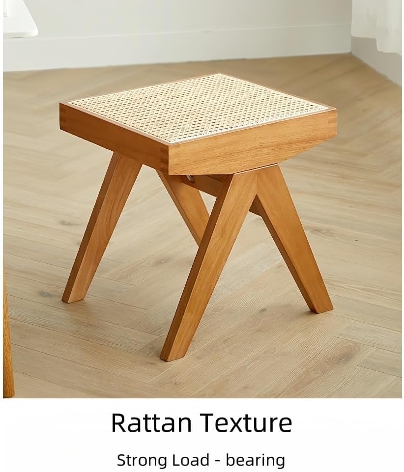 Stool with Rattan Entryway Shoe Bench Vanity Stools Dressing Stool Small Sitting for Living Room Lightweight(Brown)