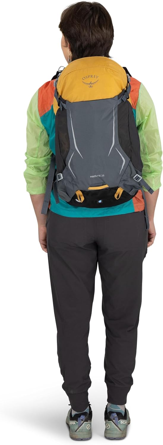 Osprey Hikelite 26L Durable Hiking Backpack - Travel Daypack with Rain Cover for Men and Women, Tungsten Yellow