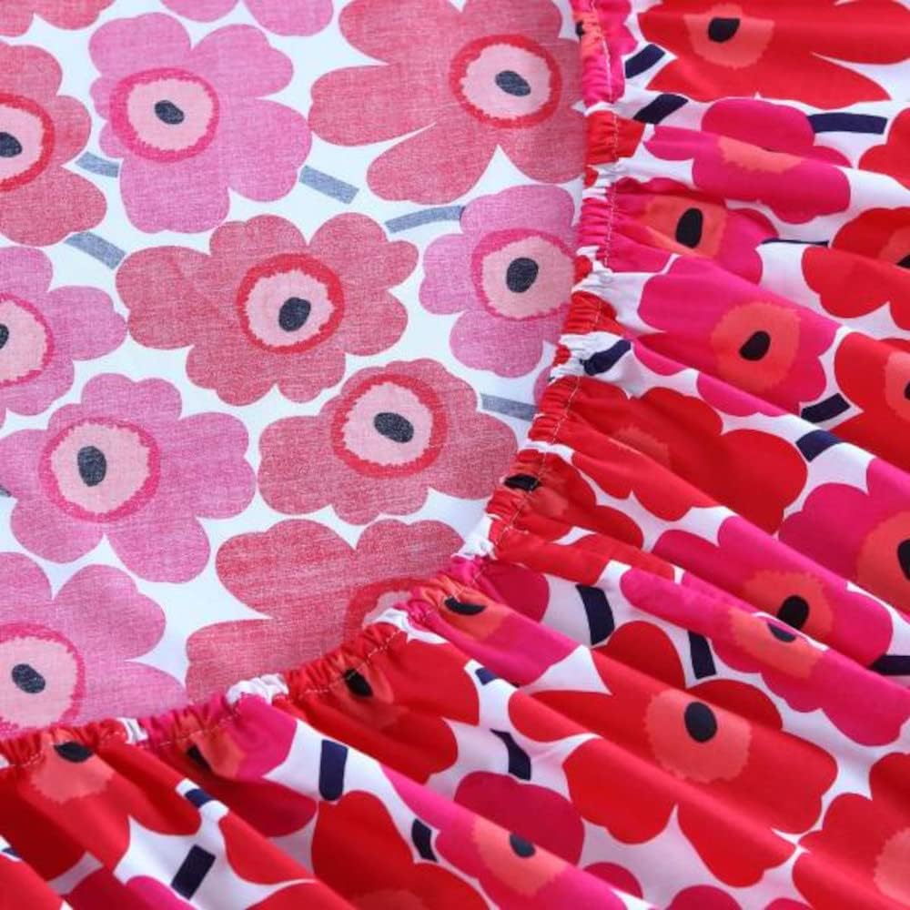 Marimekko - King Sheets, Cotton Percale Bedding Set, Crisp & Cool Home Decor (Unikko, King)