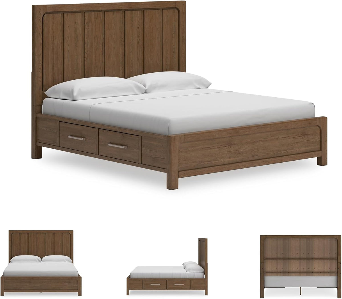 Signature Design by Ashley Cabalynn Modern 4-Drawer California King Platform Bed with Storage, Foundation or Box Spring Not Needed, Light Brown