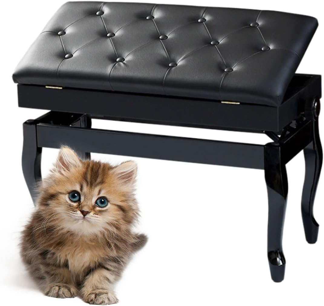 Piano Bench with Storage Piano Accessories Piano Bench Adjustable Height Vanity Stool Duet Piano Bench Black Length 72cm*Width 34cm