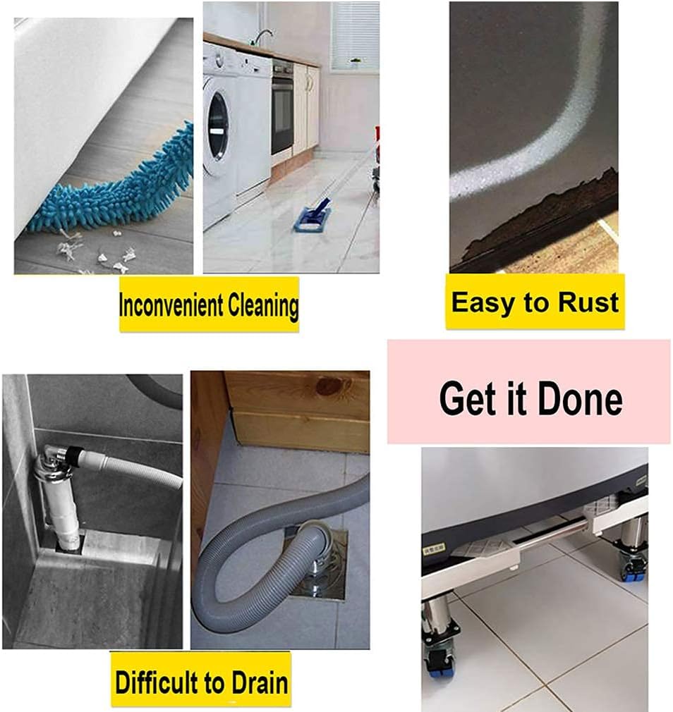 Washing Machine Stand Base Movable Fridge Stand Trolley with 8 Locking Wheels Washer Pedestals & Frames Universal Appliance Wheels Rack Adjustable Width 36-55cm Stent (White 2