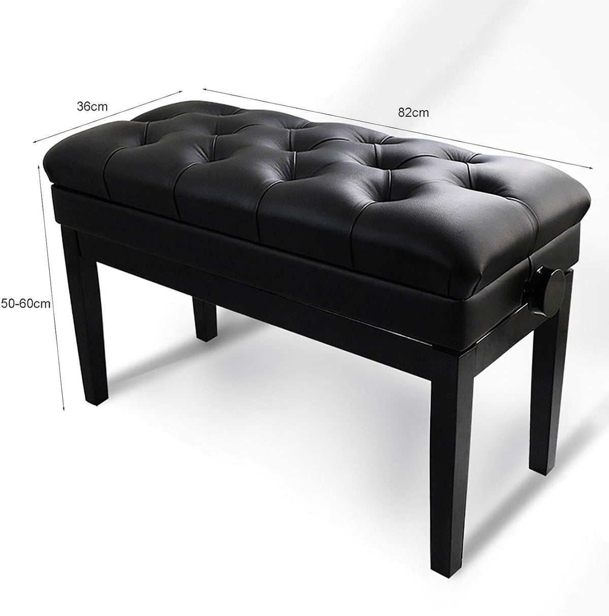 Piano Stool Height Adjustable Piano Bench Double Black Piano Stool Keyboard Bench Vanity Stool with Storage Compartment & Padded Cushion,Easy Assembly,
