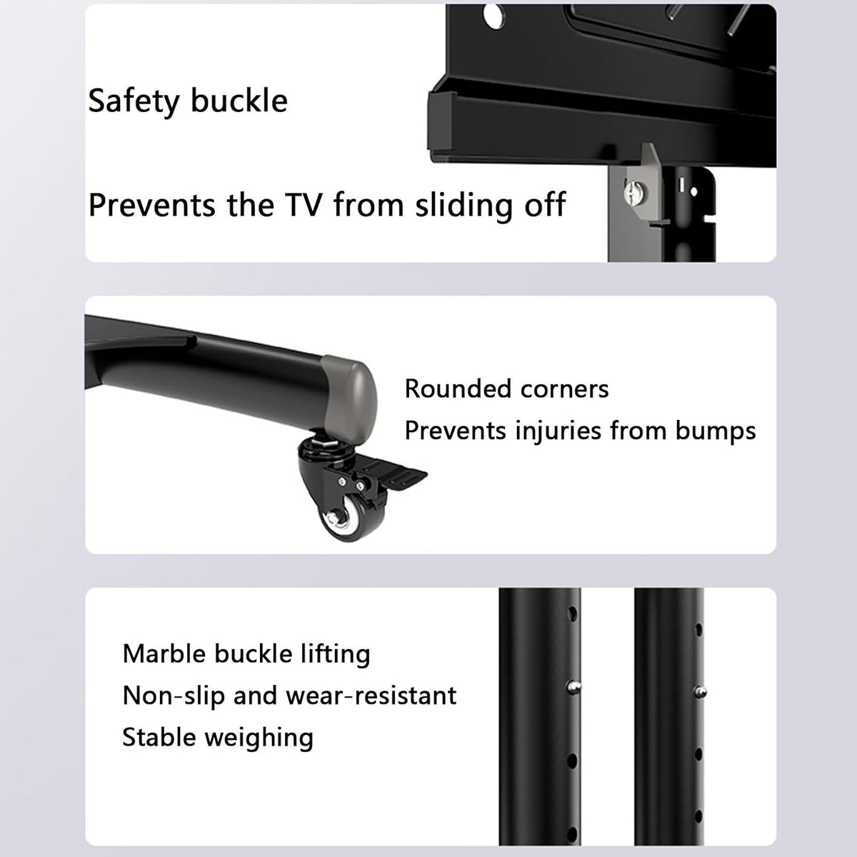 Mobile Tv Stand with Wheels - Height Adjustable Universal Tv Cart for 32-75 Inch Tvs Rolling Tv Mount with Sturdy Base for 50-90 Inch Displays Easy Move and Setup