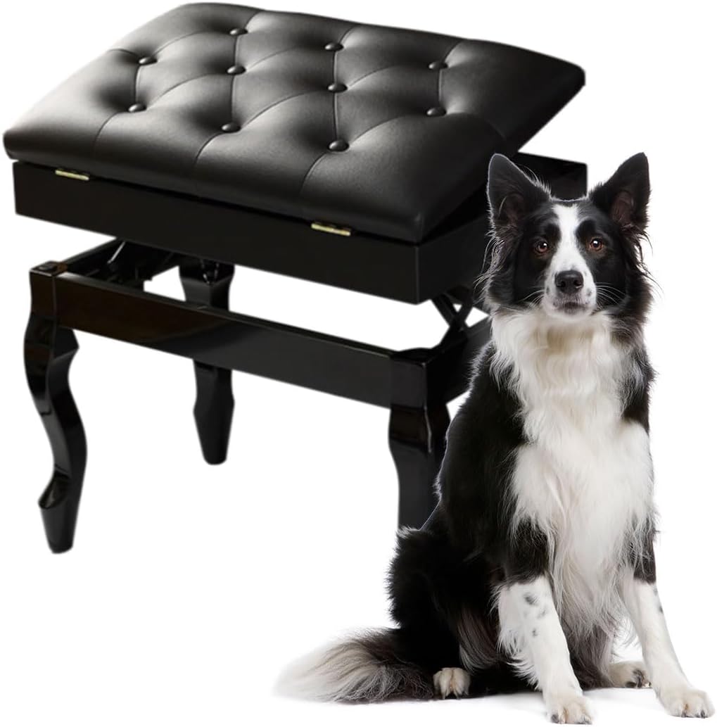 Piano Bench Piano Bench with Storage Piano Accessories Piano Bench Adjustable Height Vanity Stool Piano Bench Black Length 56cm*Width 34cm