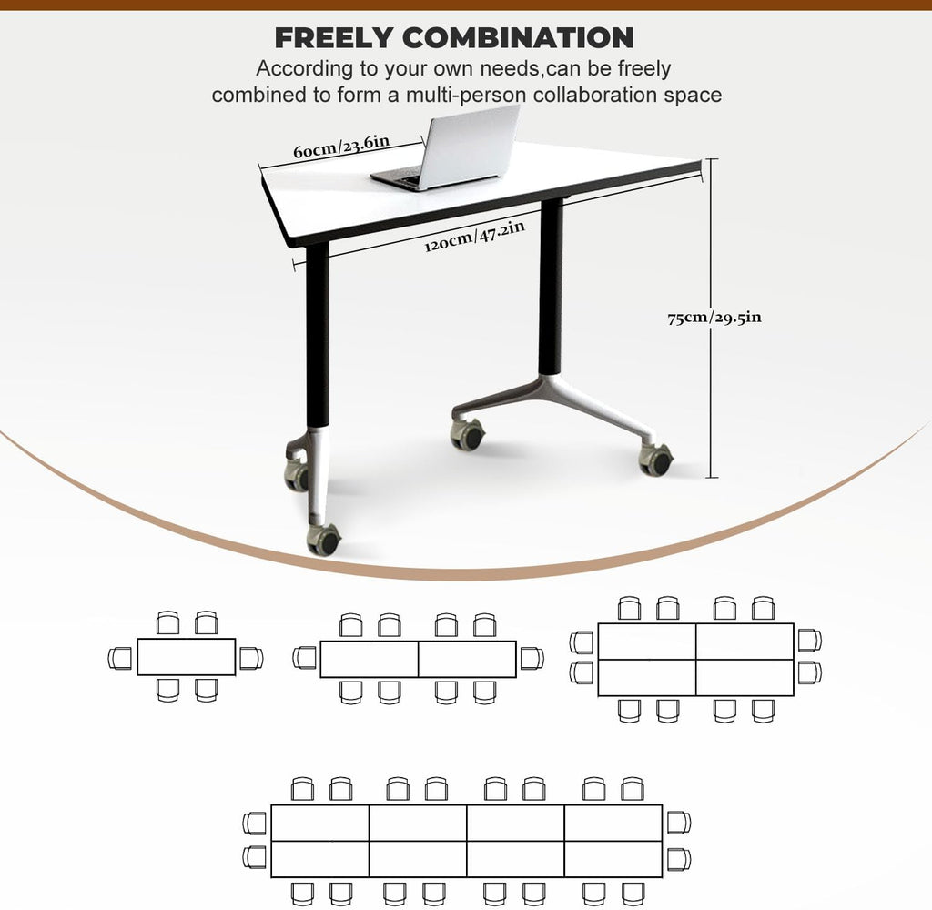Conference Table Foldable Conference Table,Conference Rooms Training Rooms Flip Top Mobile Training Table,Rolling Meeting Table with Caster Wheels,Modern Seminar Tables for Office,Meeting Room(8)