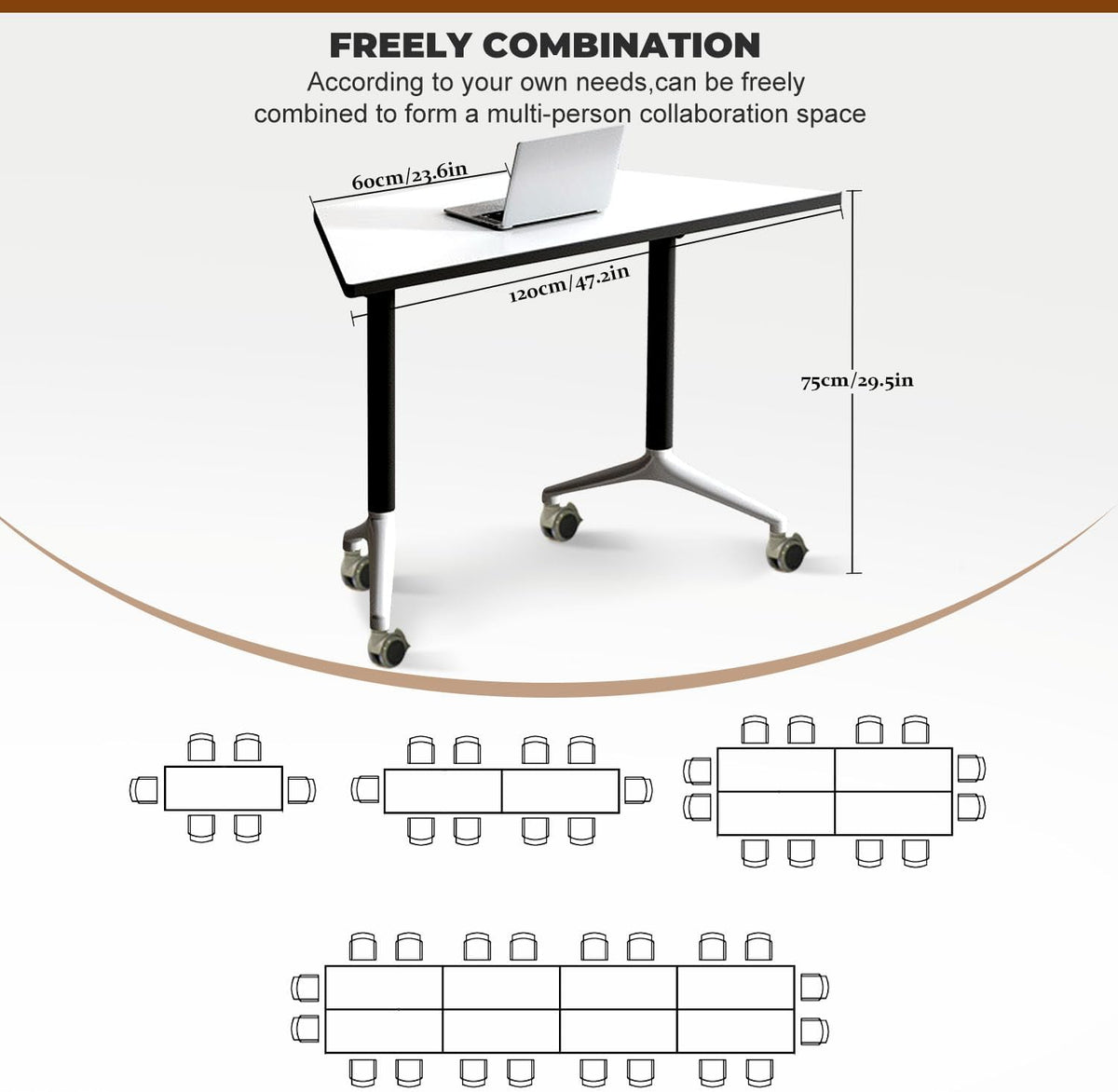 Conference Table Foldable Conference Table,Conference Rooms Training Rooms Flip Top Mobile Training Table,Rolling Meeting Table with Caster Wheels,Modern Seminar Tables for Office,Meeting Room(8)