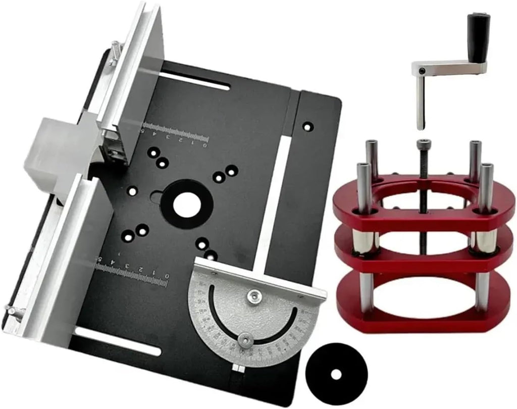 Aluminum Router Table Insert Plate Router Lift Kit for 65mm Diameter Motors Woodworking Workbench Trimmer Engraving Machine Tool(A)