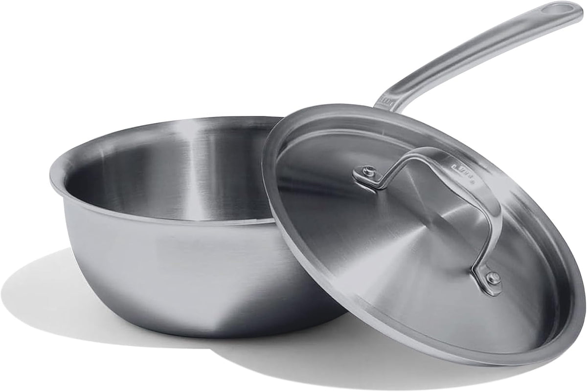 Made In Cookware | 2 Quart Stainless Steel Saucier Pan | 5 Ply Stainless Clad | Professional Cookware | Crafted in Italy | Induction Compatible