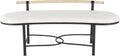 Deco 79 Metal Abstract Home Bench Upholstered Oval Entryway Bench with Black Metal Frame and Rope Rod Backrest, Bedroom Bench 60' x 23' x 24', White
