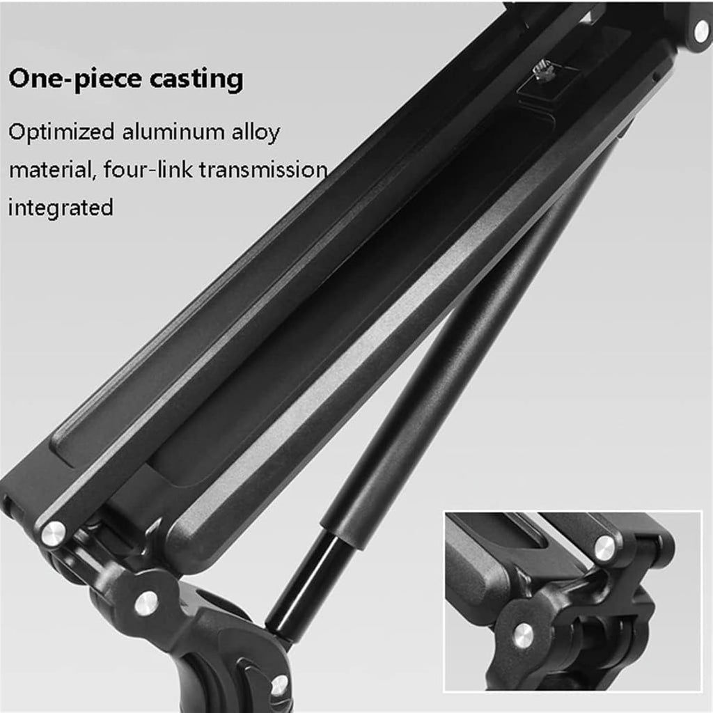 Height Adjustable Overbed Table with Wheels Pneumatic Mobile Standing Desk for Home Use Portable Laptop Desk Rolling Computer Cart