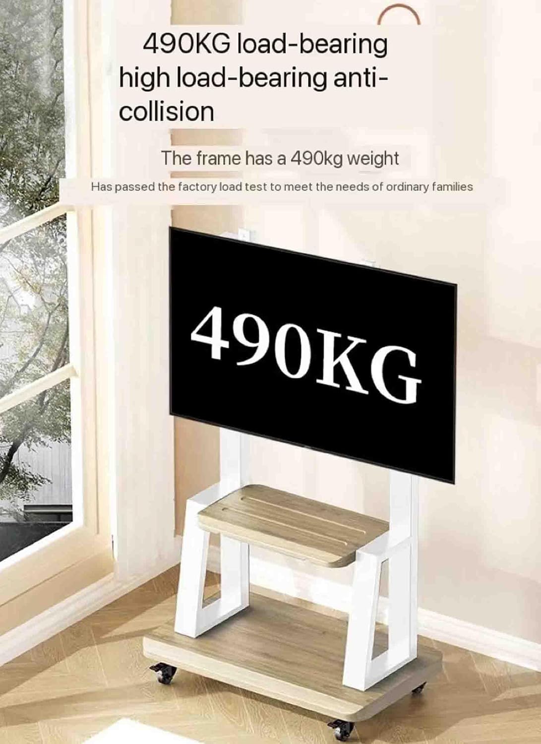 Mobile TV Stand,Rolling TVs Cart On Wheels Height Adjustable Heavy-Duty Floor Stand Base for 32-110 Inch LCD LED Shelf