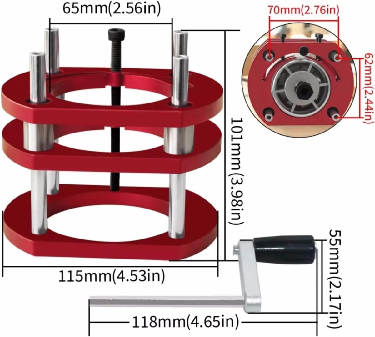 Aluminum Router Table Insert Plate Router Lift Kit for 65mm Diameter Motors Woodworking Workbench Trimmer Engraving Machine Tool(A)