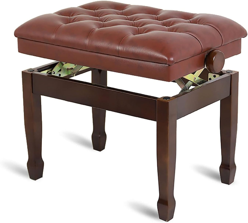 Faux Leather Piano Stool Piano Bench Height Adjustable Padded Keyboard Bench Piano Stool Keyboard Bench Vanity Stool,Strong Load Capacity & Easy Assembly (Walnut)