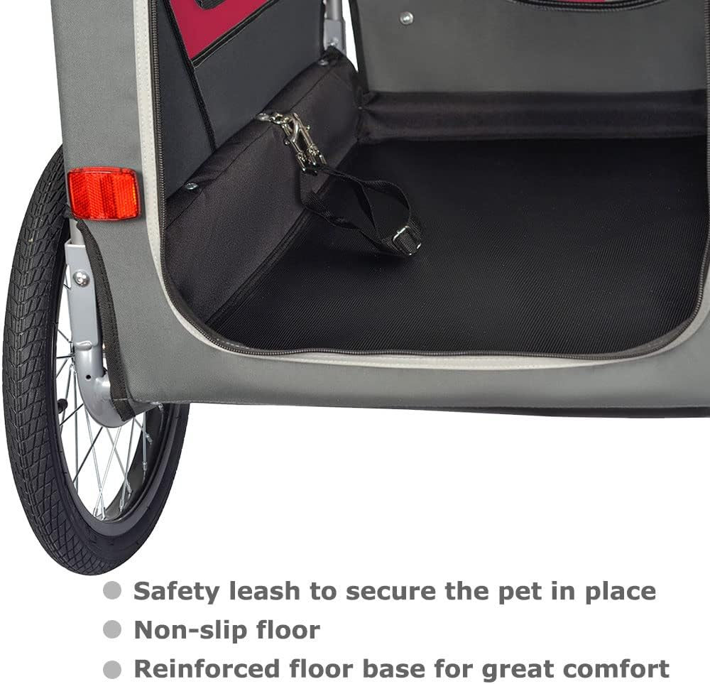 Doggyhut Original Large Pet Bike Trailer & Stroller 2-in-1,for Dogs up to 78 lbs,Parking Brakes,Easy Folding Cart Frame, Quick Release Wheel, Universal Bicycle Coupler (Red)