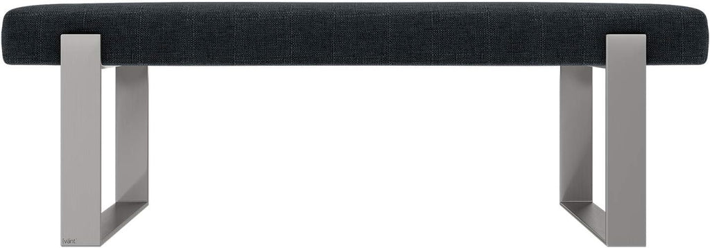 VANT Upholstered Bed Bench - Weave Blue Denim - Brushed Nickel - Contemporary Modern, Bedroom Bench Seat, Hallway, or Entryway