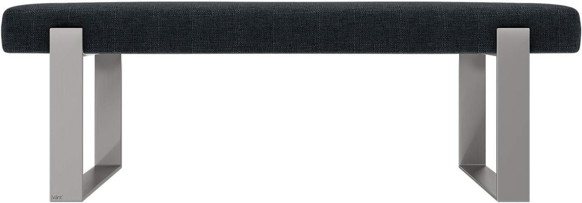 VANT Upholstered Bed Bench - Weave Blue Denim - Brushed Nickel - Contemporary Modern, Bedroom Bench Seat, Hallway, or Entryway