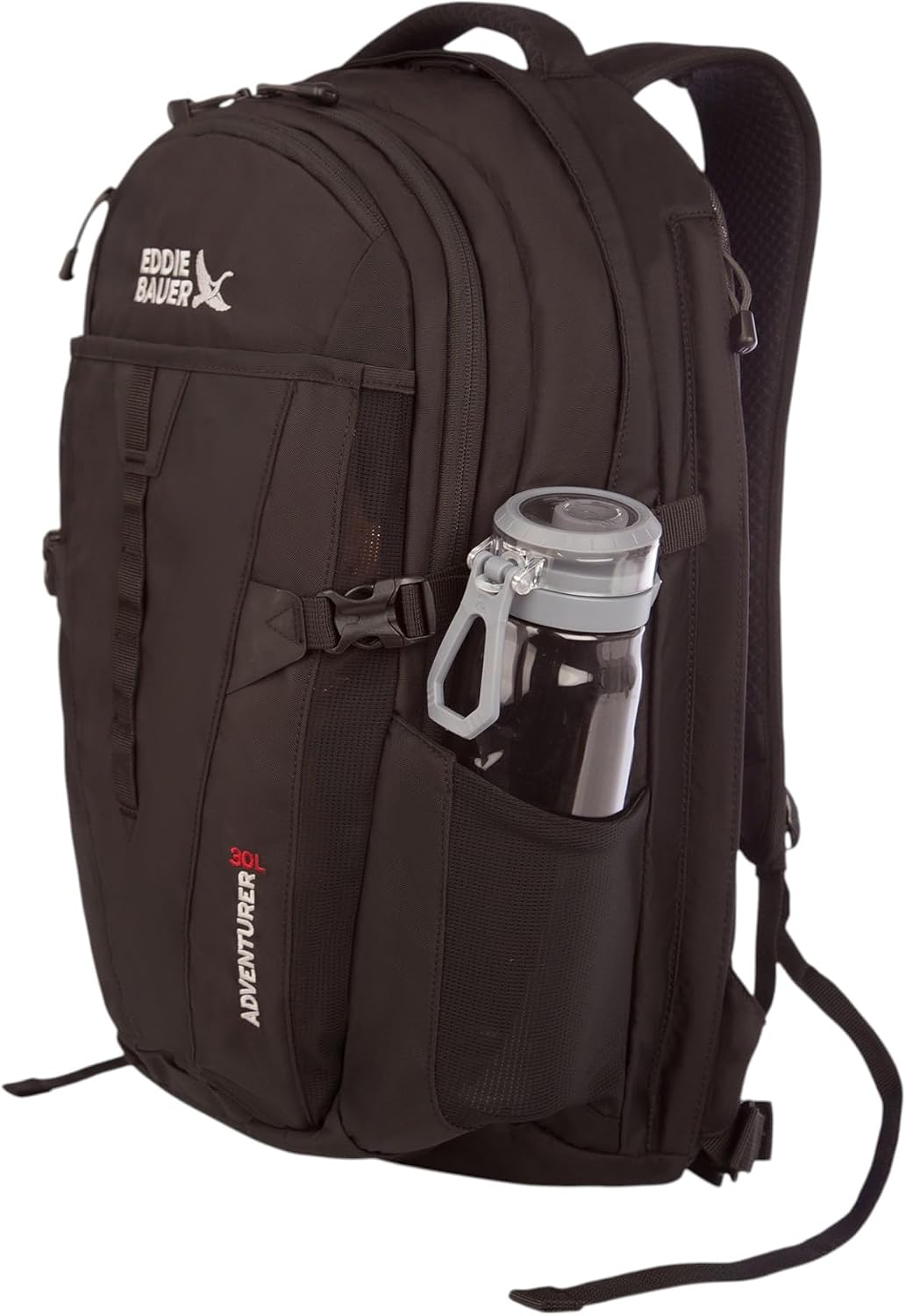 Eddie Bauer Adventurer Backpack with Organization Compartments and Hydration/Laptop Compatible Sleeve, Adventurer - Black, 30L