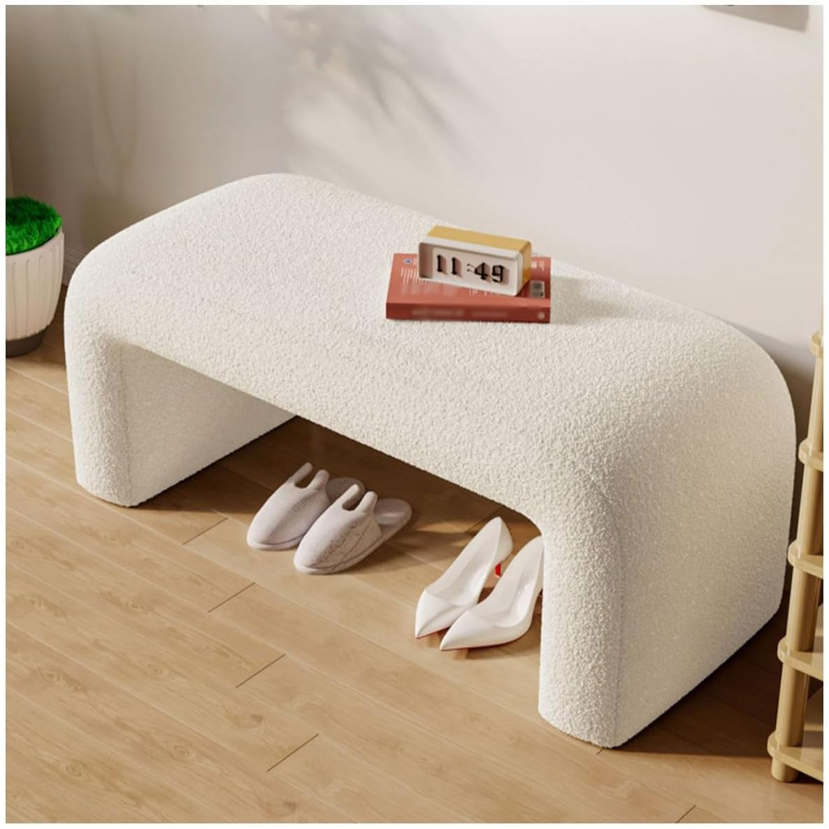 Modern Ottoman Bench Set, Padded U-Shaped Entry Bench Vanity Stool for Entry, Hallway, Living Room, Bedroom, Walk-in Closet(Black,60cm/23.62in)