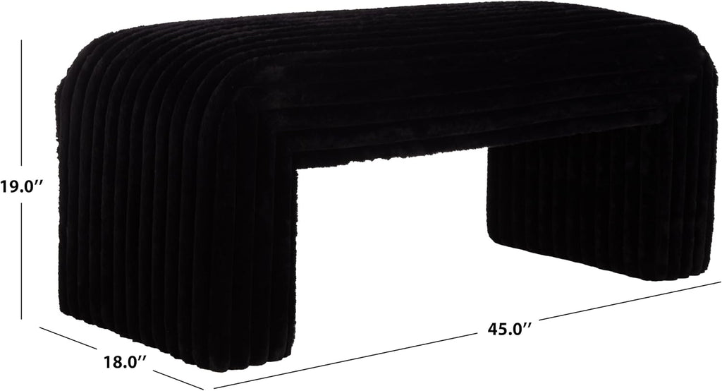 SAFAVIEH Home Collection - Arihana Curved Waterfall Bench, Black Upholstered Seating (BCH6405A)