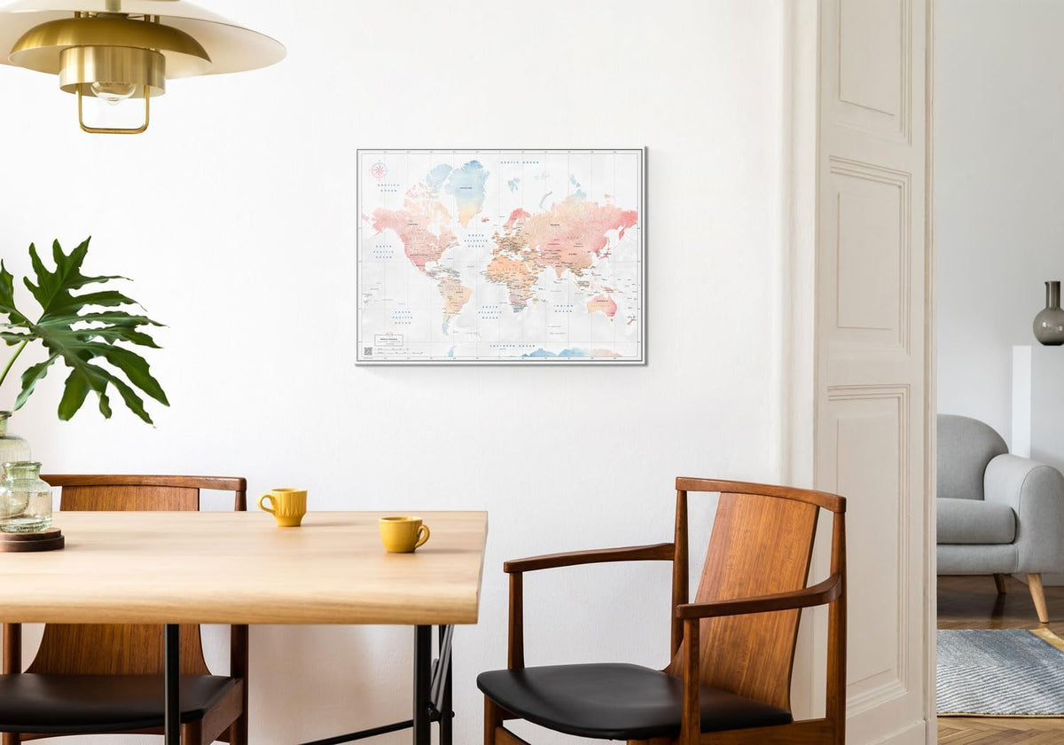 World Map Canvas with Pins: Explore Political or Tourist Destinations in 5 Colors. | Perfect Gift for Travelers' sized 22' x 16' | by Pin Adventure map (Soft Pastel, Political map)