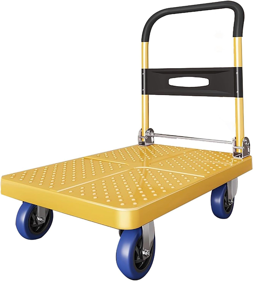 Collapsible Transport Cart Folding Platform Trolley with 360° Swivel Wheels Reinforced Base for Loading and Storing (27.6'x17.7'/70x45cm) - Heavy Duty Utility Dolly