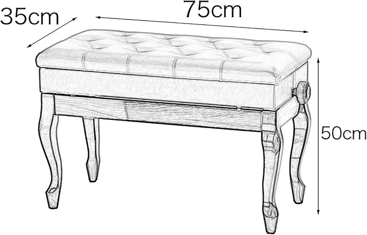 Vanity Bench,Piano Stool Adjustable Piano Bench Piano Stool with Storage SpaceBent Legs Practice Electric Piano Stool Solid Hard Wooden Construction (White)，White