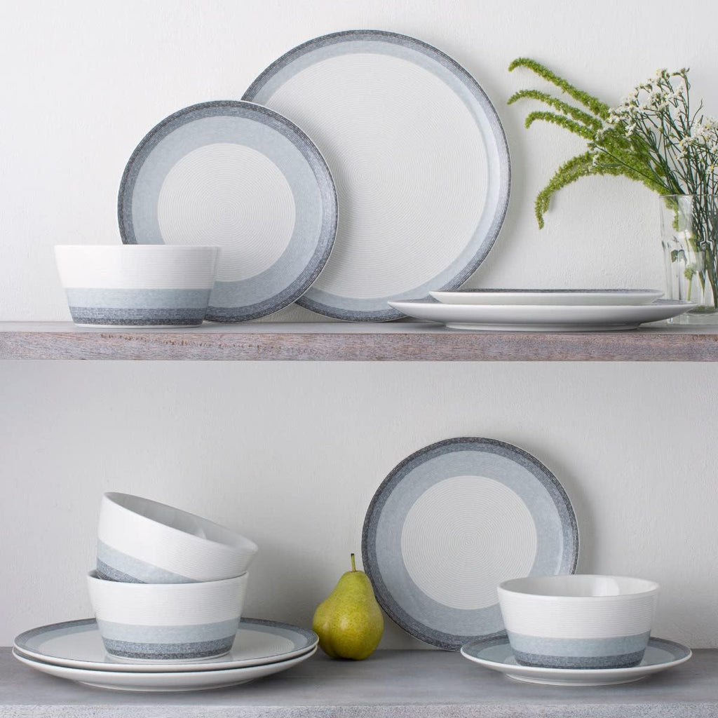 Noritake Colorscapes Layers Ash 12-Piece Coupe Dinnerware Set, Service for 4