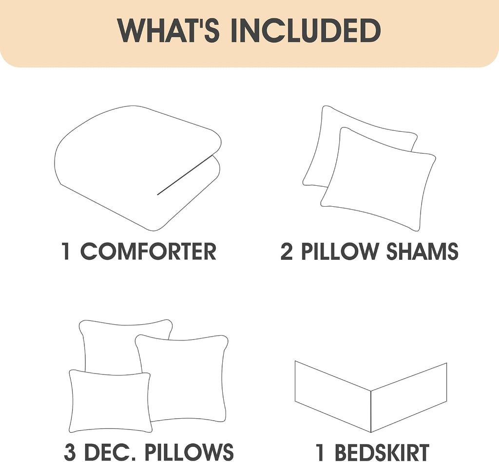 LANCO MODERN LIFESTYLE 7 Piece Queen Comforter Set, Brown Gold, Leopard Short Plush Print, African Safari Themed Bed Set for All Season, Include Comforter, Bedskirt, Pillow Shams and Decor Pillows