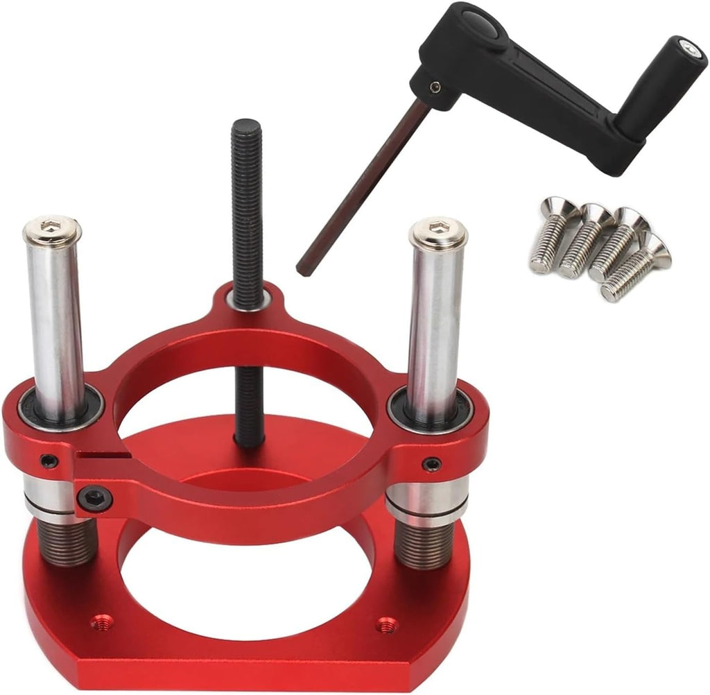 Router Lift 65mm Universal Trimming Machine Router Lift Table Base For Woodworking Benches Table Aluminum alloy Base Tool(Red)