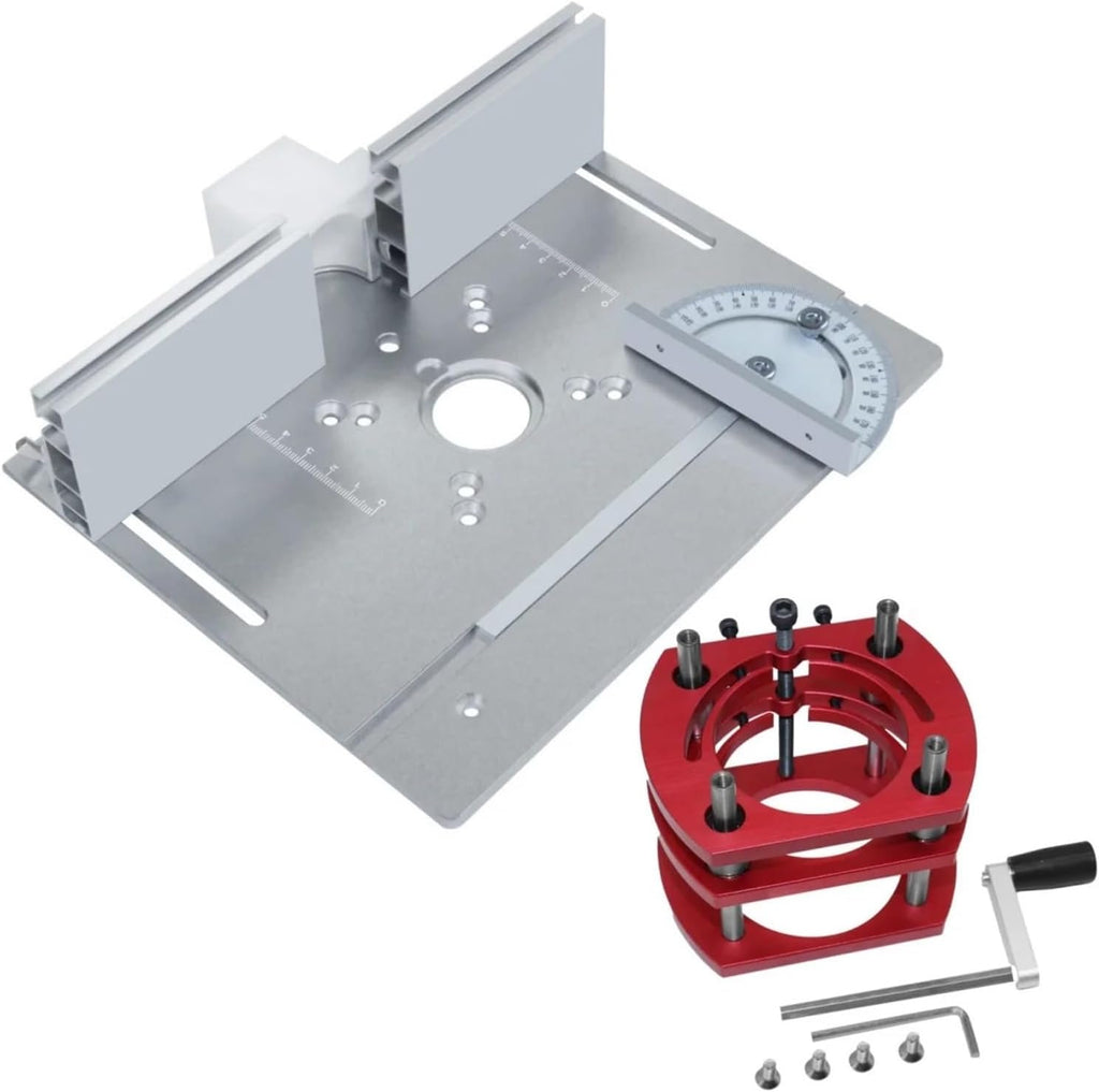 Woodwork router table Router Lift & Aluminum Router Plate for Wood Trimming Machine DIY Woodworking Tool Working Benche(Black Plate Set)