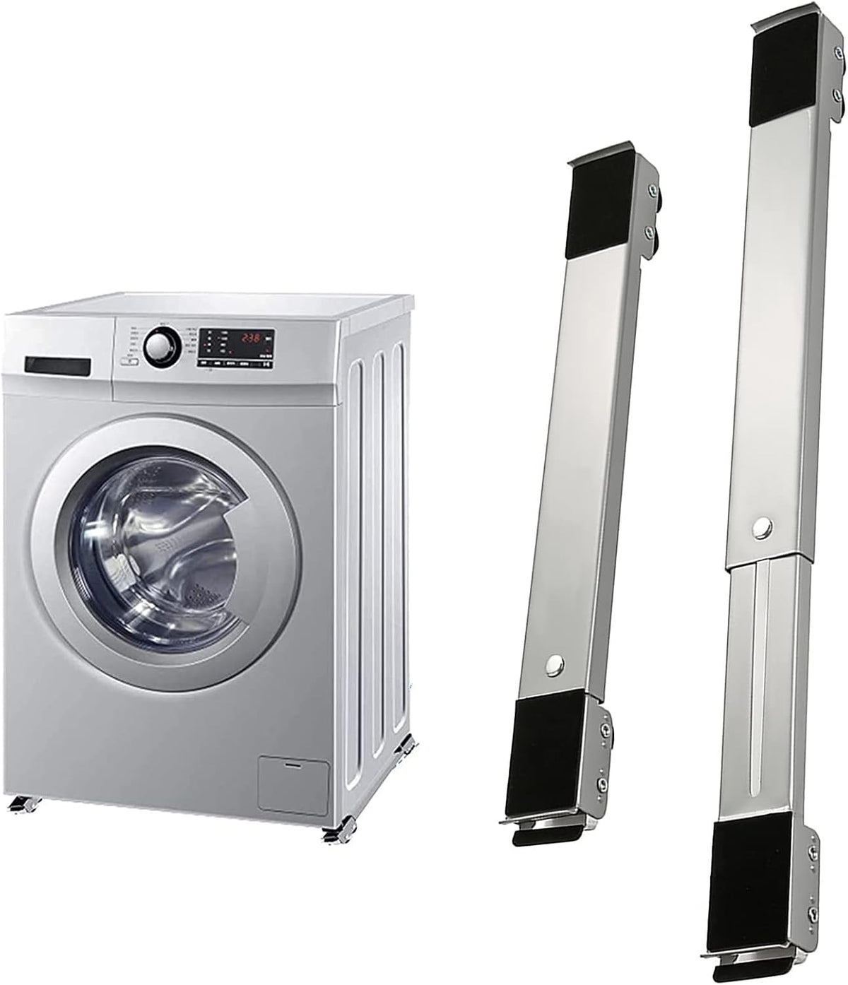 Washing Machine Base Stand, Mini Fridge Stand Furniture Dolly with 24 Wheels, Universal Movable Adjustable Pedestal, Max Load 300kg, White, Silver, 2 Pcs (Silver)