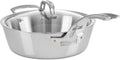 Viking Contemporary 3-Ply Deep Frying Pan with Glass Lid, 3.6 Quart Stainless Steel Saute Cooking Pot, Dishwasher and Oven Safe, Induction Ready, Silver