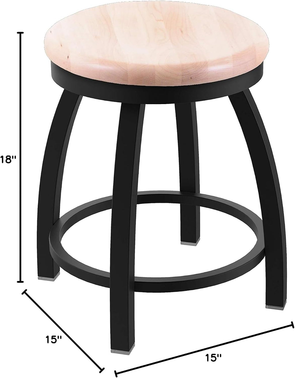 HBS 802 Misha 18' Swivel Vanity Stool with Black Wrinkle Finish and Natural Maple Seat