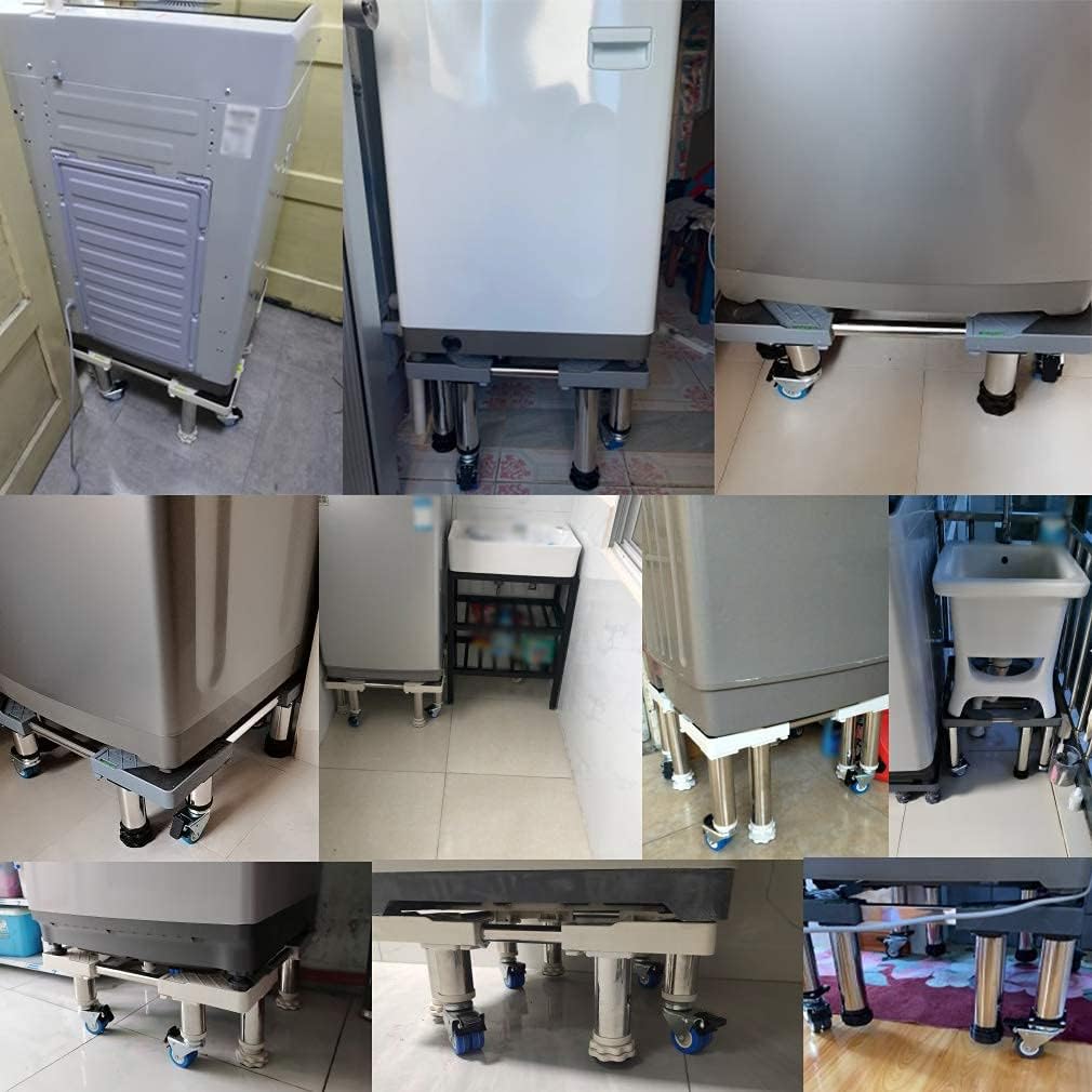 Adjustable Washing Machine Base Washing Machine Stand Base Universal Appliance Wheels Adjustable Fridge zer Trolley 45-65cm Telescopic Furniture Stand Base Multi-Functiona