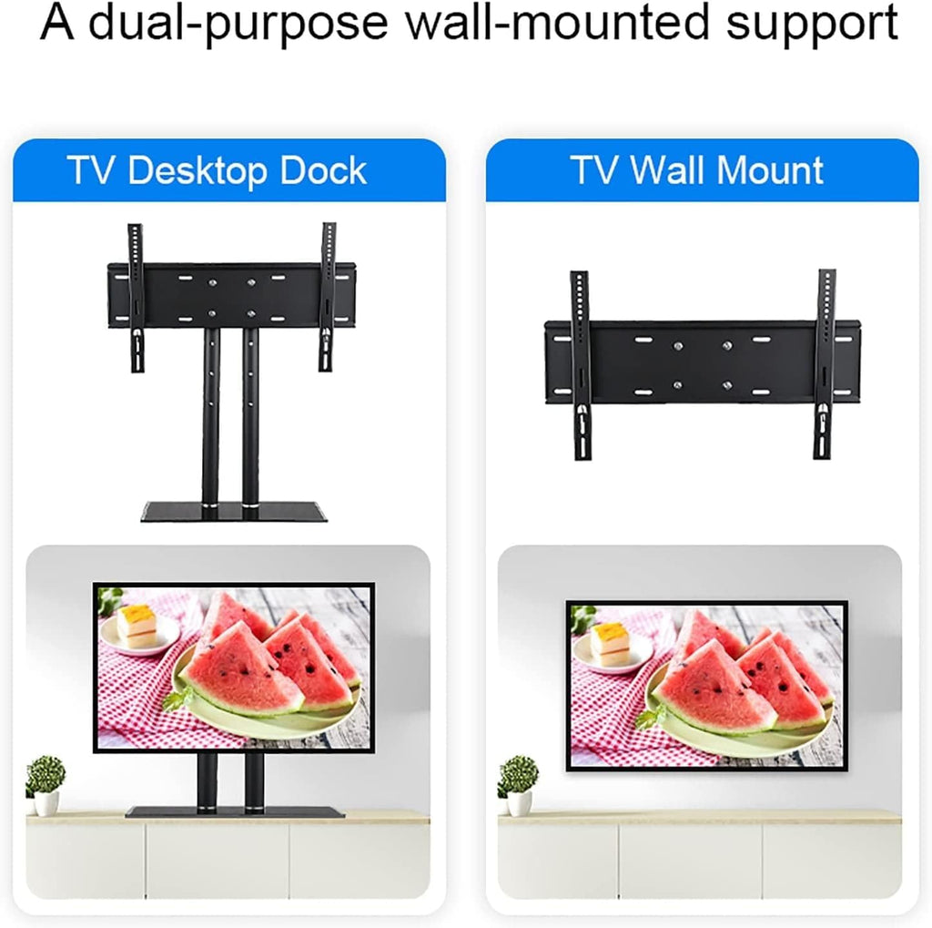 Universal TV Stand Multifunction Universal TV Stand Base, 4 Level Height Adjustable, Heavy Duty Tempered Glass Base, Tabletop TV Base/Stand Holds Up to 40kg/88lbs TV Mount TV Stand