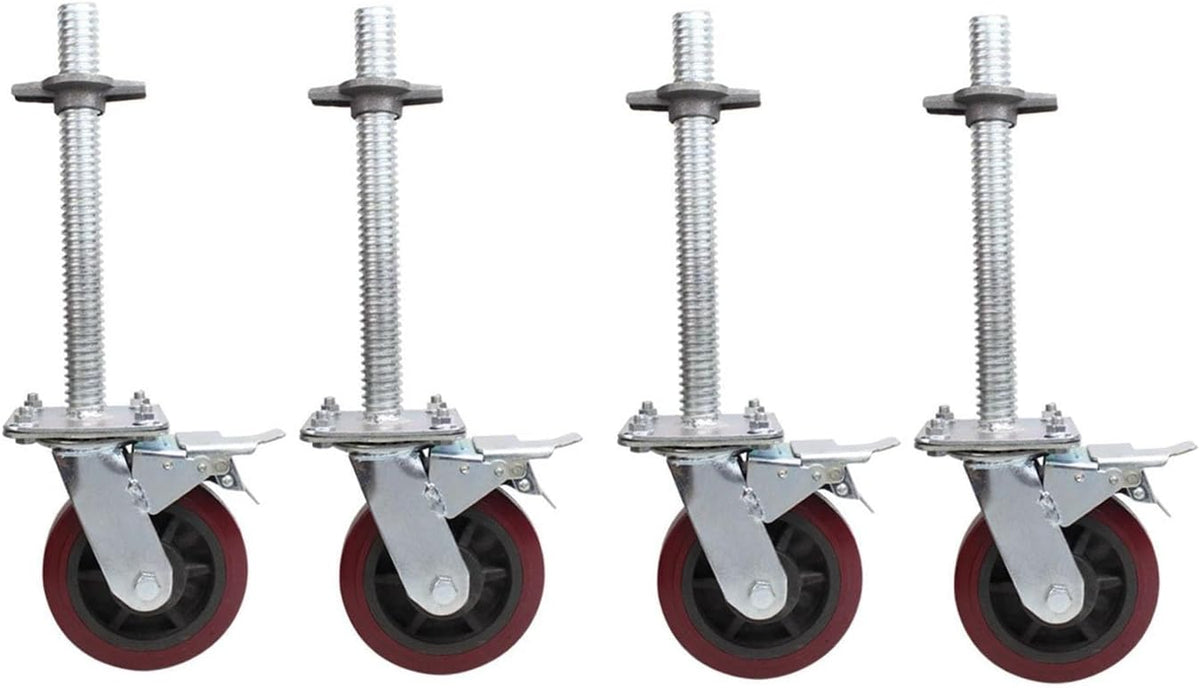 6Inch Scaffolding Wheels Adjustable Base Mobile Frame Universal Casters with Brake for Easy Mobility and StabilityPerfect for DIY Projects and Construction Use