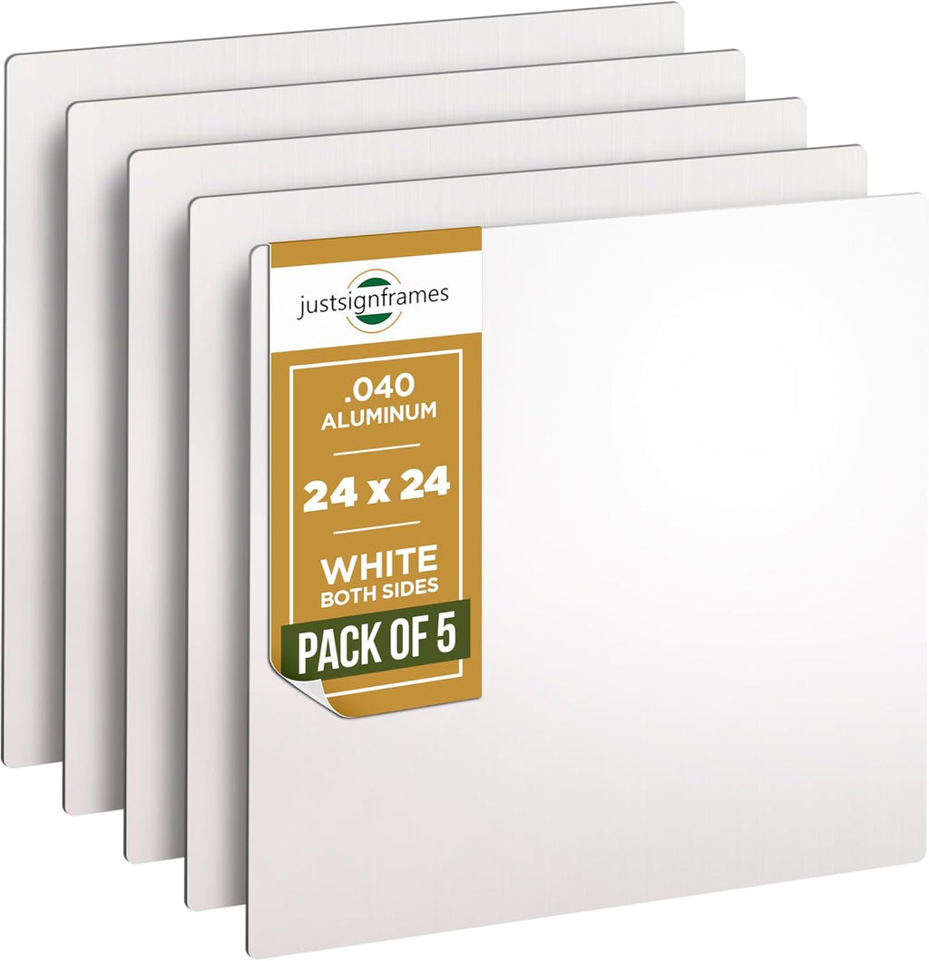 Blank Metal Sign (Pack of 5), Made of Aluminum Sheet Metal Plate to Create Custom Signs Outdoor Metal or Street Signs Customized For Your Own Personalized Banner, 24 x 24 x .040, White