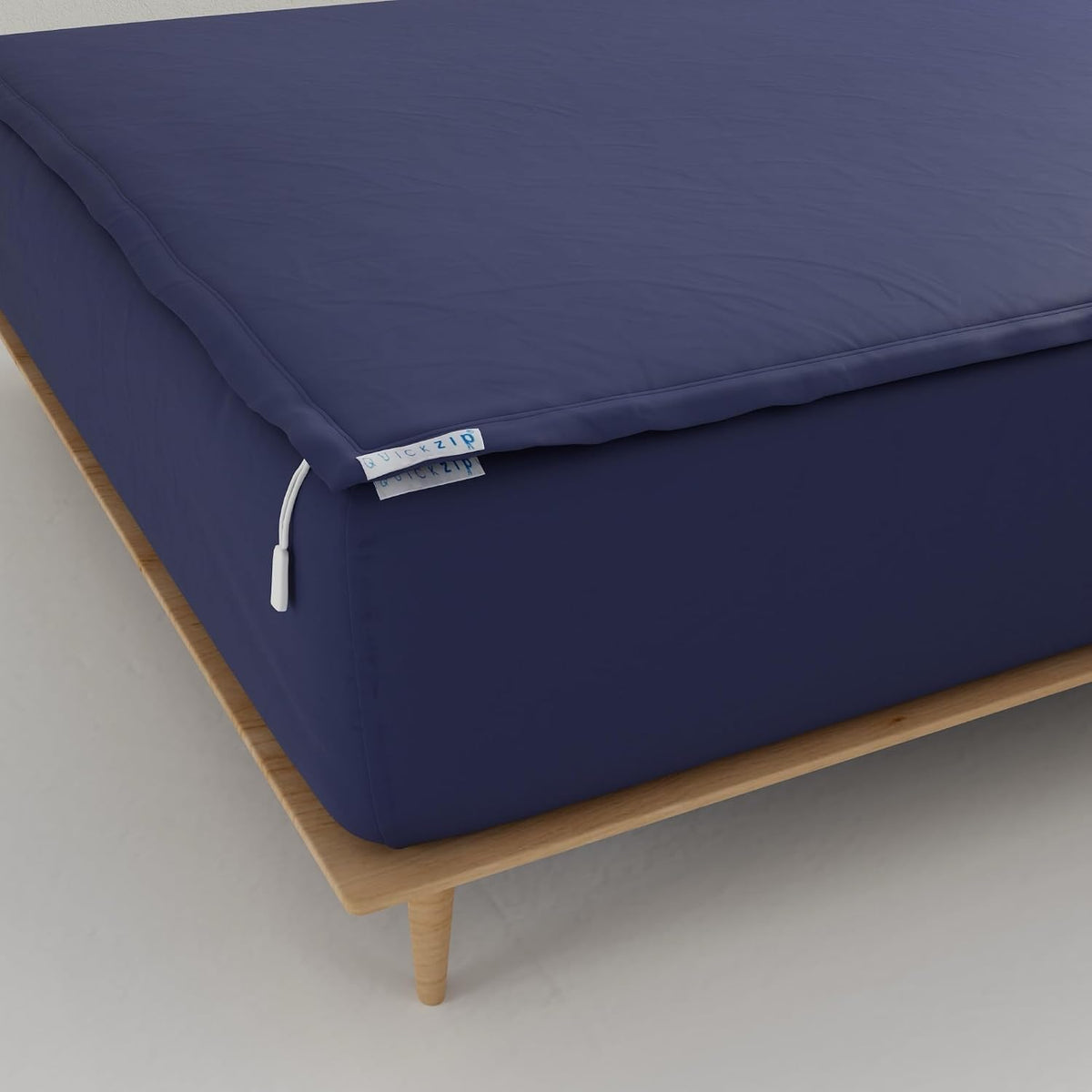 QuickZip Fitted Plus Spare Bundle: 1 Fitted Sheet (Base + Zip Sheet) & 1 Zip Sheet - Easy to Change, Won't Pop Off - Soft Percale 400 TC 100% Cotton - 13.5' Deep Pockets RV Queen Size – Deep Navy