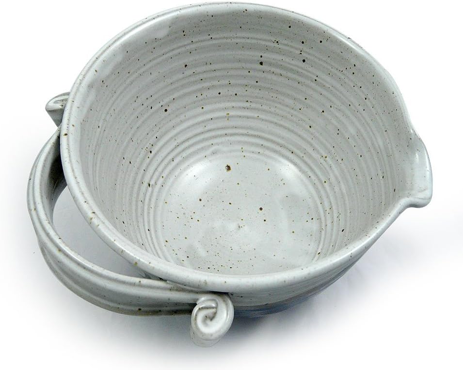 American Made Stoneware Pottery Batter Bowls, 3-Piece Nesting Set, French Blue Glaze