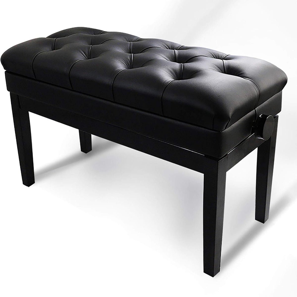 Piano Stool Height Adjustable Piano Bench Double Black Piano Stool Keyboard Bench Vanity Stool with Storage Compartment & Padded Cushion,Easy Assembly,