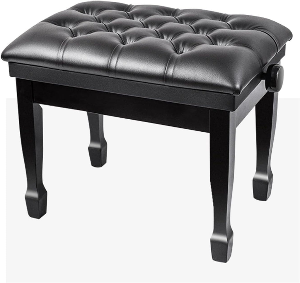 Vanity Bench,Piano Bench, Adjustable Piano Bench with Storage Compartment for Music Books, Black Leather Piano Stool Deluxe Padded Seat Cushion