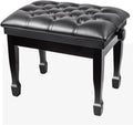 Vanity Bench,Piano Bench, Adjustable Piano Bench with Storage Compartment for Music Books, Black Leather Piano Stool Deluxe Padded Seat Cushion