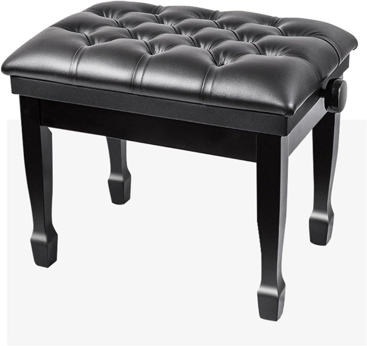 Vanity Bench,Piano Bench, Adjustable Piano Bench with Storage Compartment for Music Books, Black Leather Piano Stool Deluxe Padded Seat Cushion