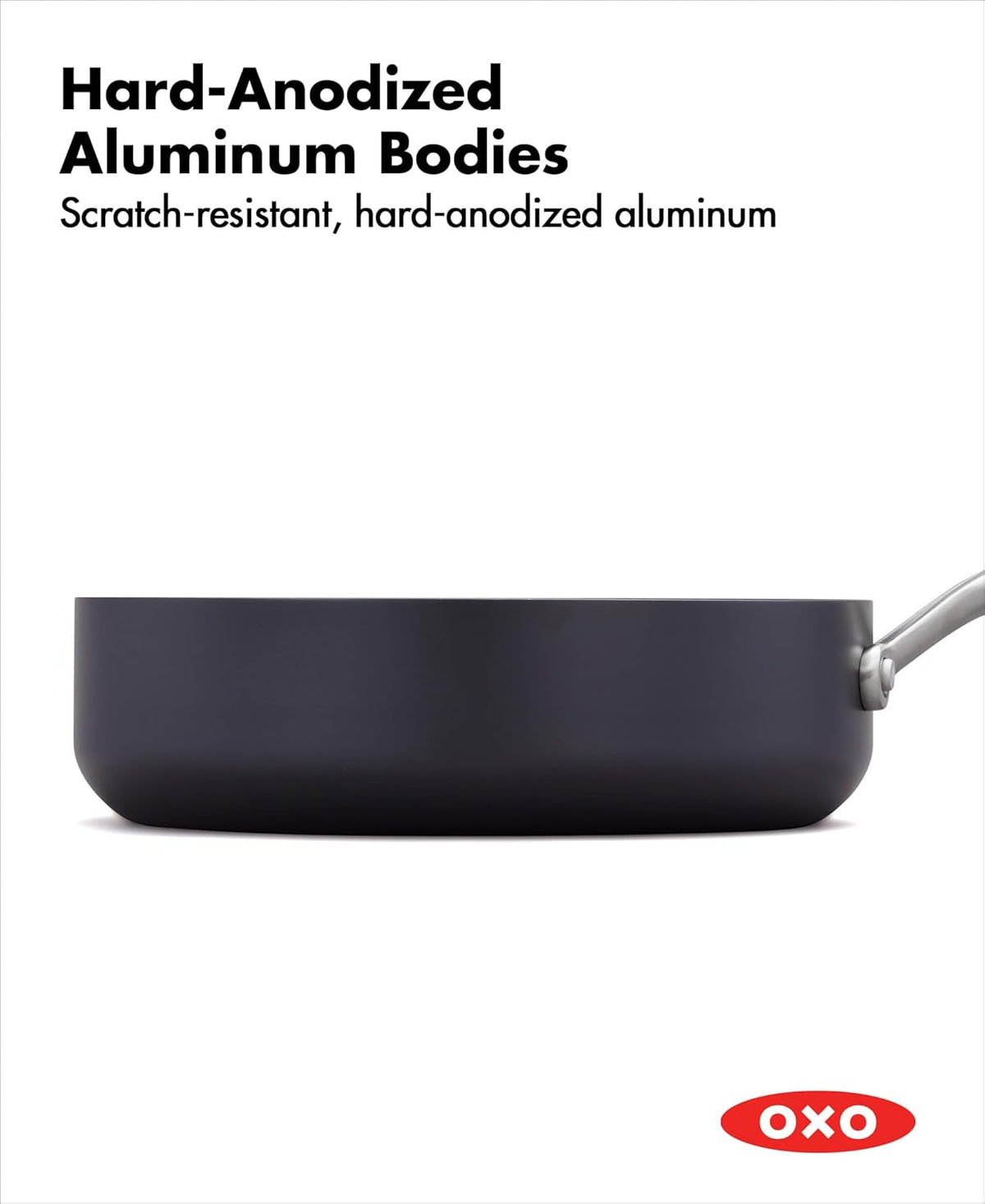 OXO Professional 3QT Saute Pan Jumbo Cooker with Lid, Hard Anodized Ceramic Nonstick Cookware PFAS-Free, Stainless Steel, Induction Suitable, Diamond Reinforced Coating Dishwasher and Oven Safe, Black