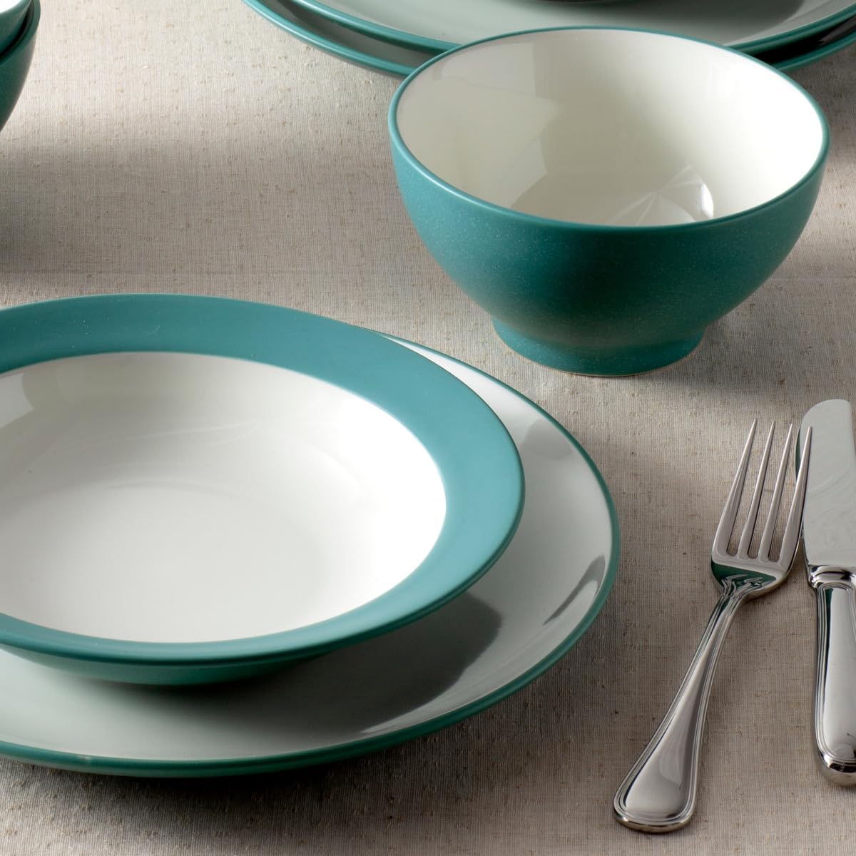 Noritake Colorwave Turquoise 12-Piece Coupe Dinnerware Set, Service for 4